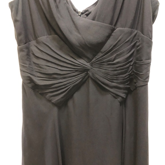 Adrianna Papell Silk Chiffon Dress Black Sleeveless V Size 16 - Picture 2 of 5